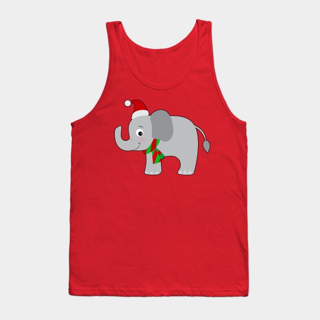 Cute Christmas Elephant Tank Top by PenguinCornerStore